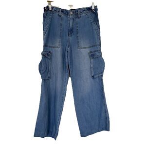 Sanctuary Reissue Cargo Small Light Wash Denim Wide Leg Pants Denim Jeans Soft